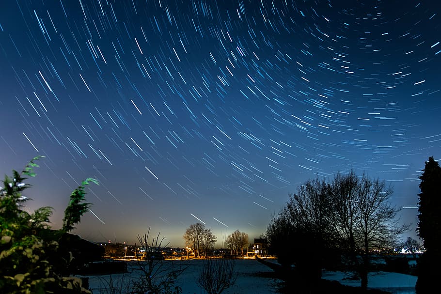 timelapse photo, night sky, stars, startrails, long exposure, star, night, starry sky, astronomy, photography technique