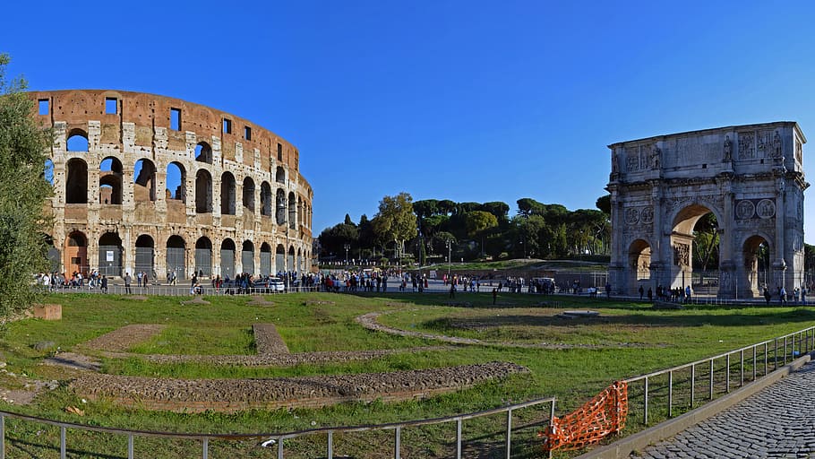 atenas, roma, diurno, italia, coliseo y arco de constantino, arquitectura, estructura construida, historia, pasado, antiguo