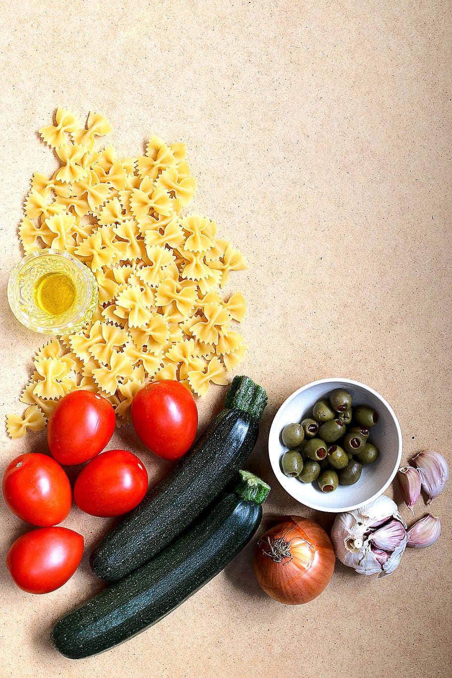 pasta, ingredients, top, flat lay, food, edible, cooking, kitchen, homemade, vegetables