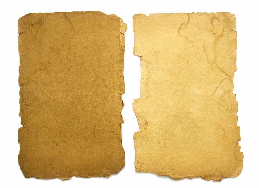 two, brown, torn, papers, old, paper, background, vintage, dirty, damaged