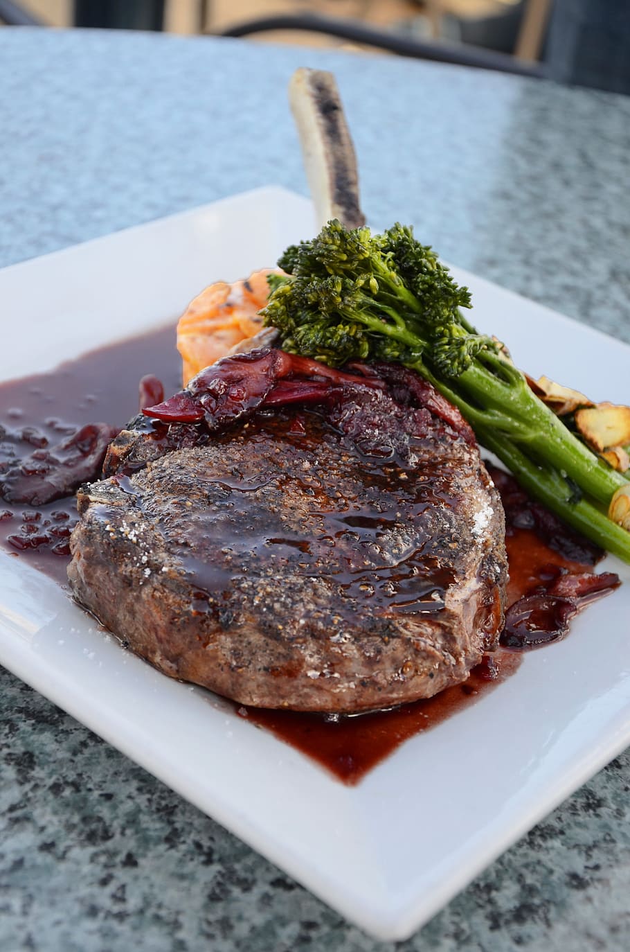 grilled steak, lamp, chop, meat, cutlet, prepared, restaurant, eating, dinner, tasty