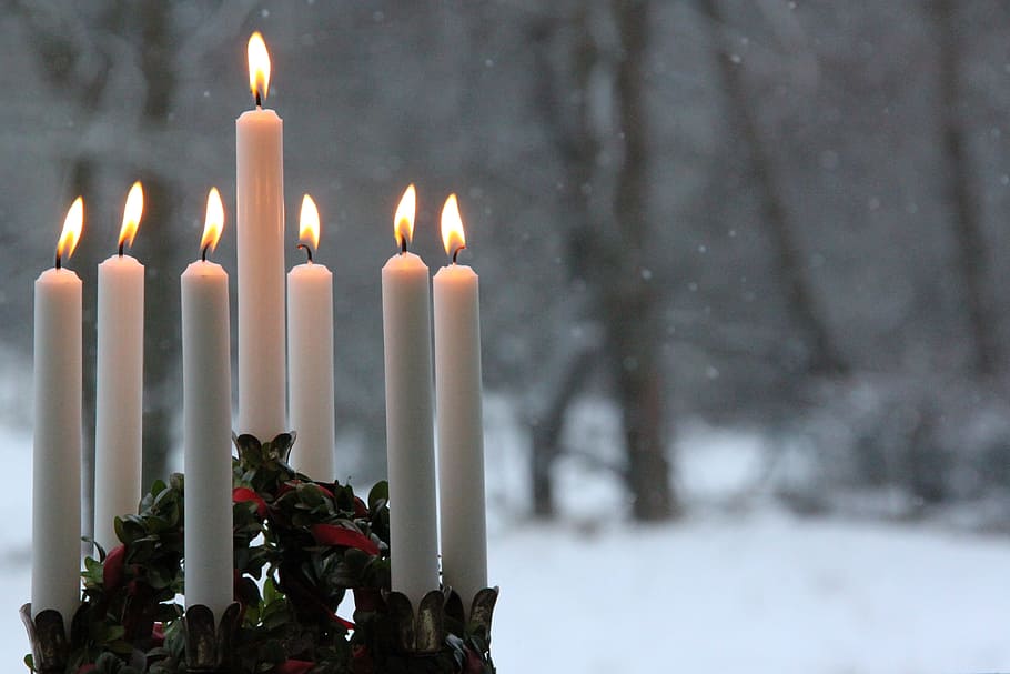 candlelight, winter, flame, snow, christmas, lucia, lucia celebration, lucia light, lucia crown, december