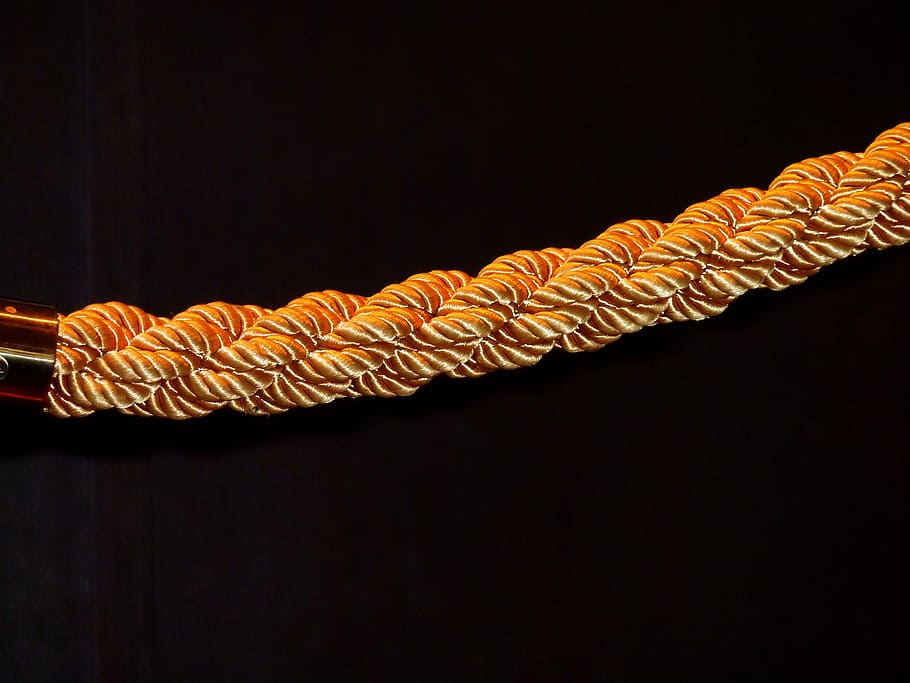 handrail, rope, dew, twisted ropes, fixing, knot, woven, strand, close up, black background