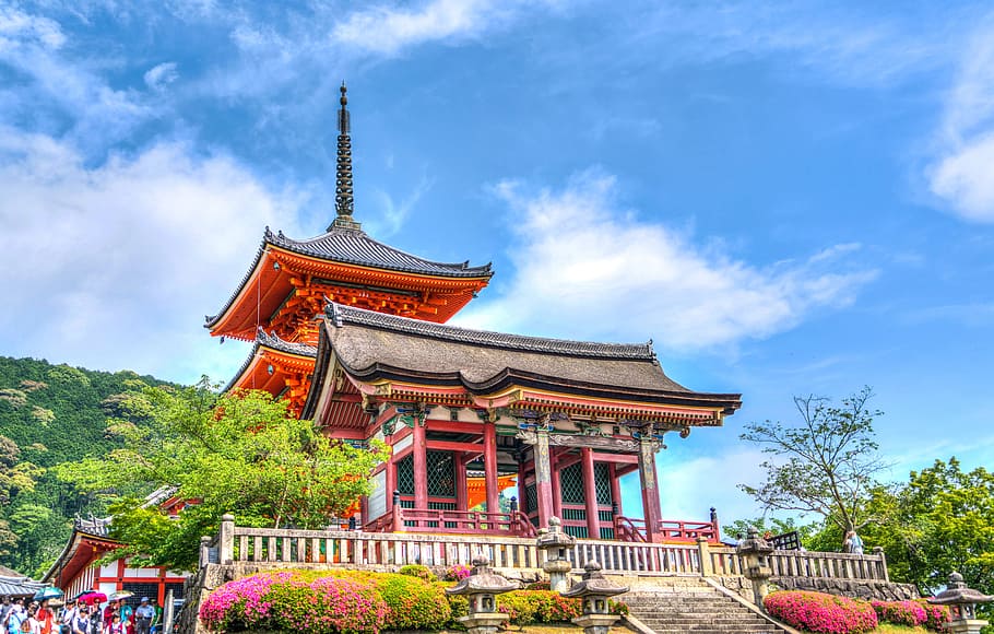 foto histórica, marrón, rojo, templo, sensō-ji, kyoto, japón, japonés, punto de referencia, viajar