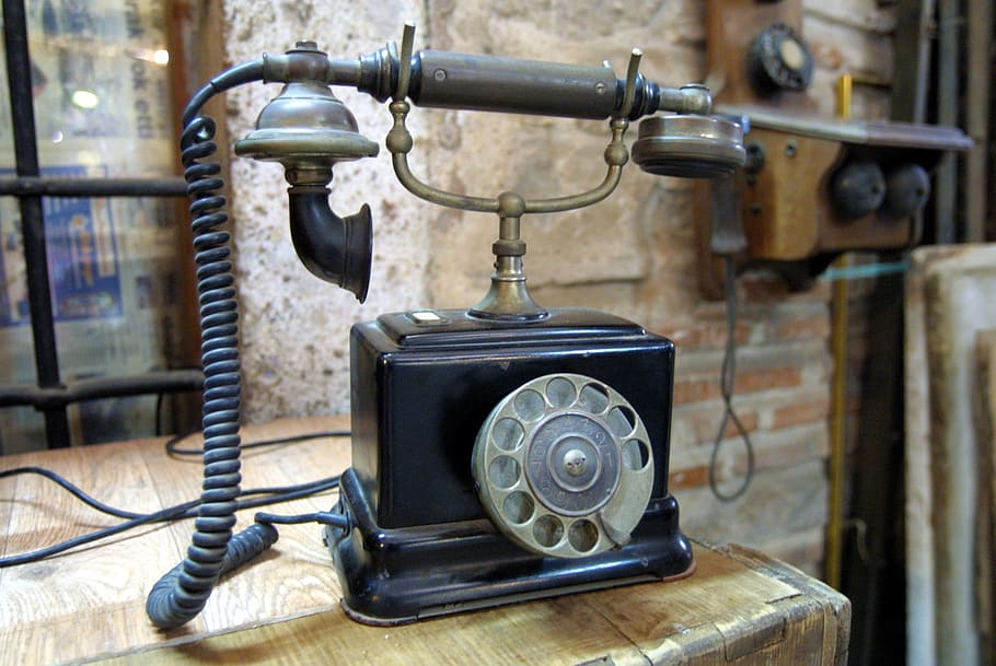 phone, old, antique, historical works, decor, retro styled, technology, telephone, indoors, telephone receiver