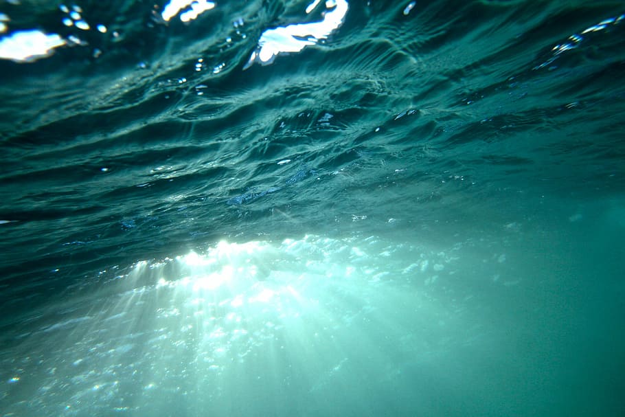 foto, cuerpo, agua, durante el día, bajo el agua, rayos de sol, océano, mar, fotograma completo, sin gente