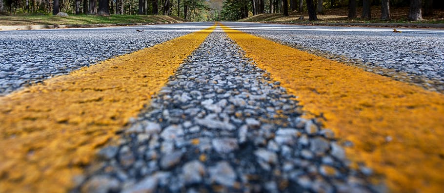 nature, outdoors, road, lines, yellow, surface level, diminishing perspective, transportation, road marking, marking