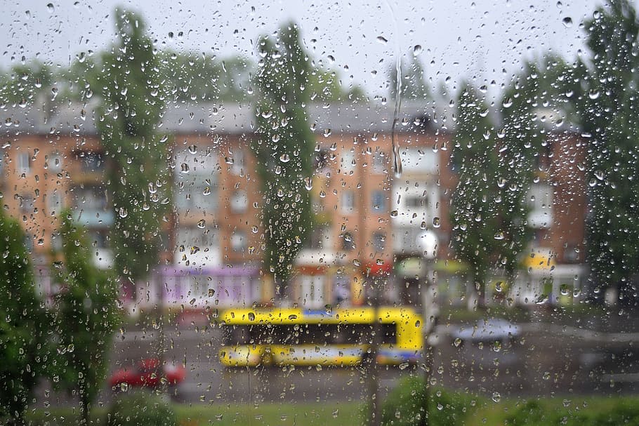 janela, chuva, gotas, molhado, vidro, clima, natureza, plano de fundo, edifícios, ucrânia