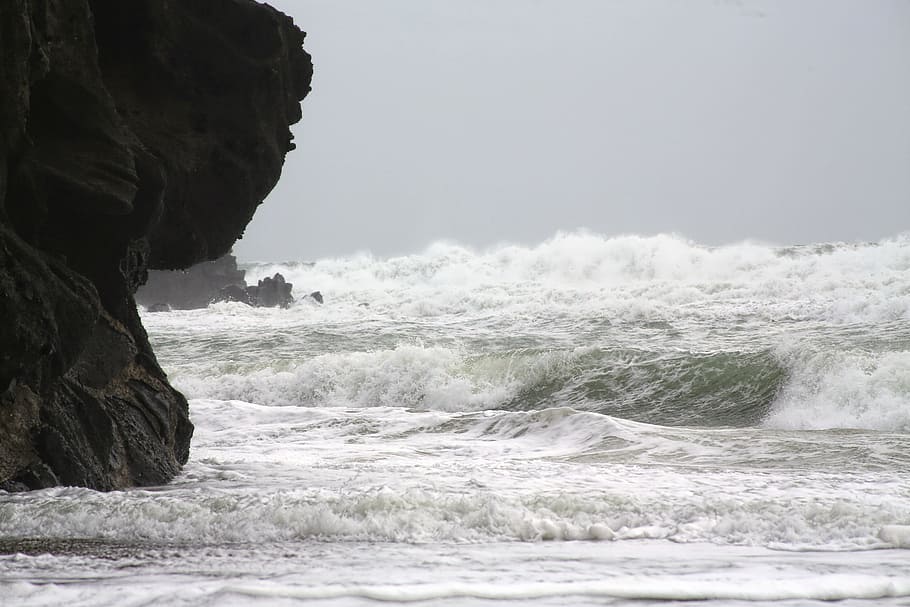 Mar, Ola, Escoria, Naturaleza, Agua, tormenta, movimiento, roche, roca - objeto, belleza en la naturaleza