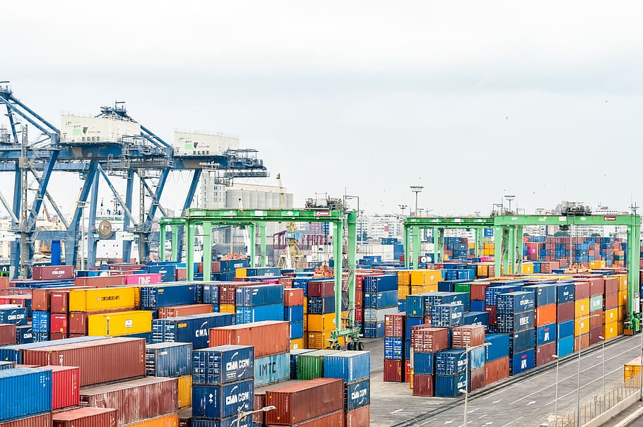 porto, recipiente, exportação, carga, logística, expedição, indústria, navio, importação, frete