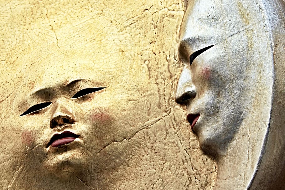 embossed human faces, art, sun and moon, sun, moon, icon images, artists, pair, dream couple, astronomy