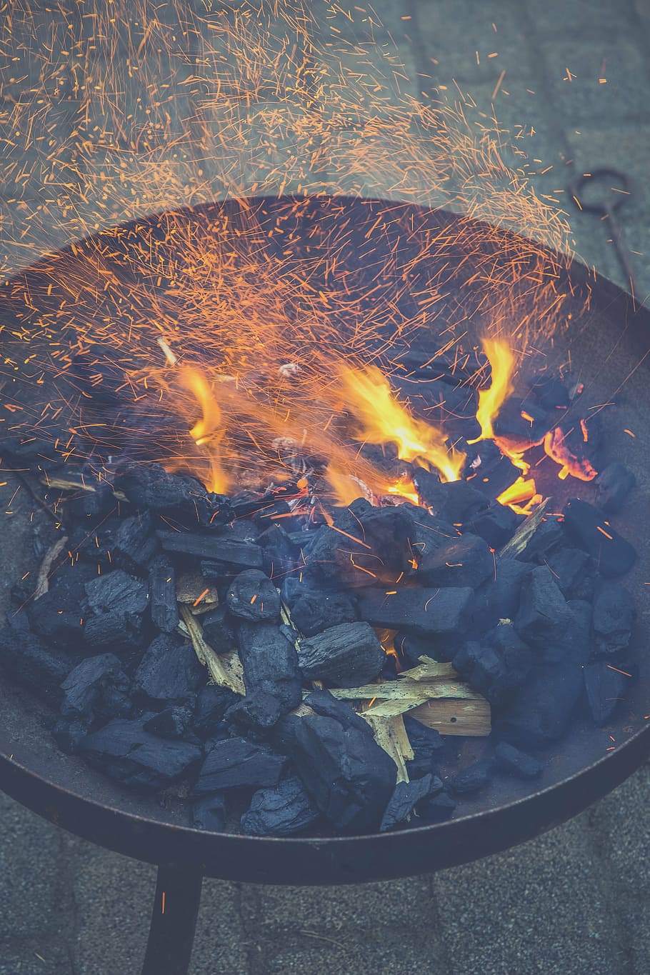 coals, fire pit, burning, charcoal, still, items, things, grill, flames, fire
