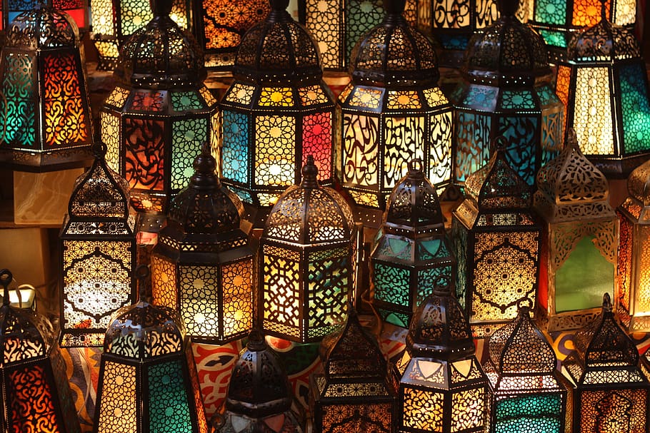 Egipto, El Cairo, lámparas, brillante, bazar, Oriente, luces, colorido, multicolores, elección