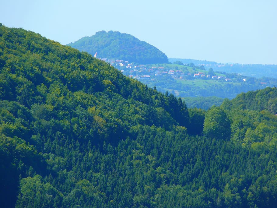 Hohenstaufen, azul, neblina, incoloro, montaña, montaña testigo, alba suabia, tres kaiserberg, montaña cono, aleros alb