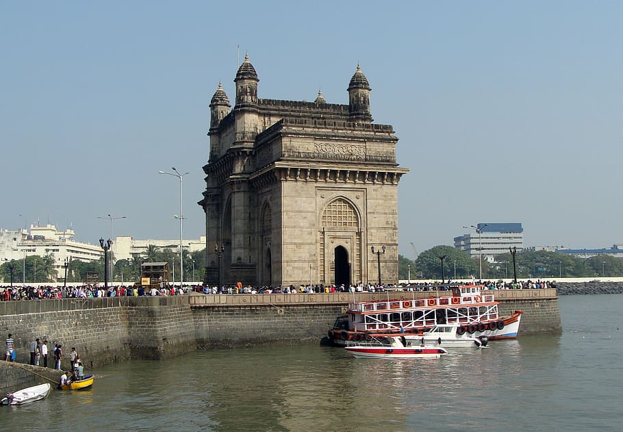 gateway of india, monument, mumbai, india, waterfront, apollo bunder, arabian sea, basalt arch, indo-saracenic revival, architecture
