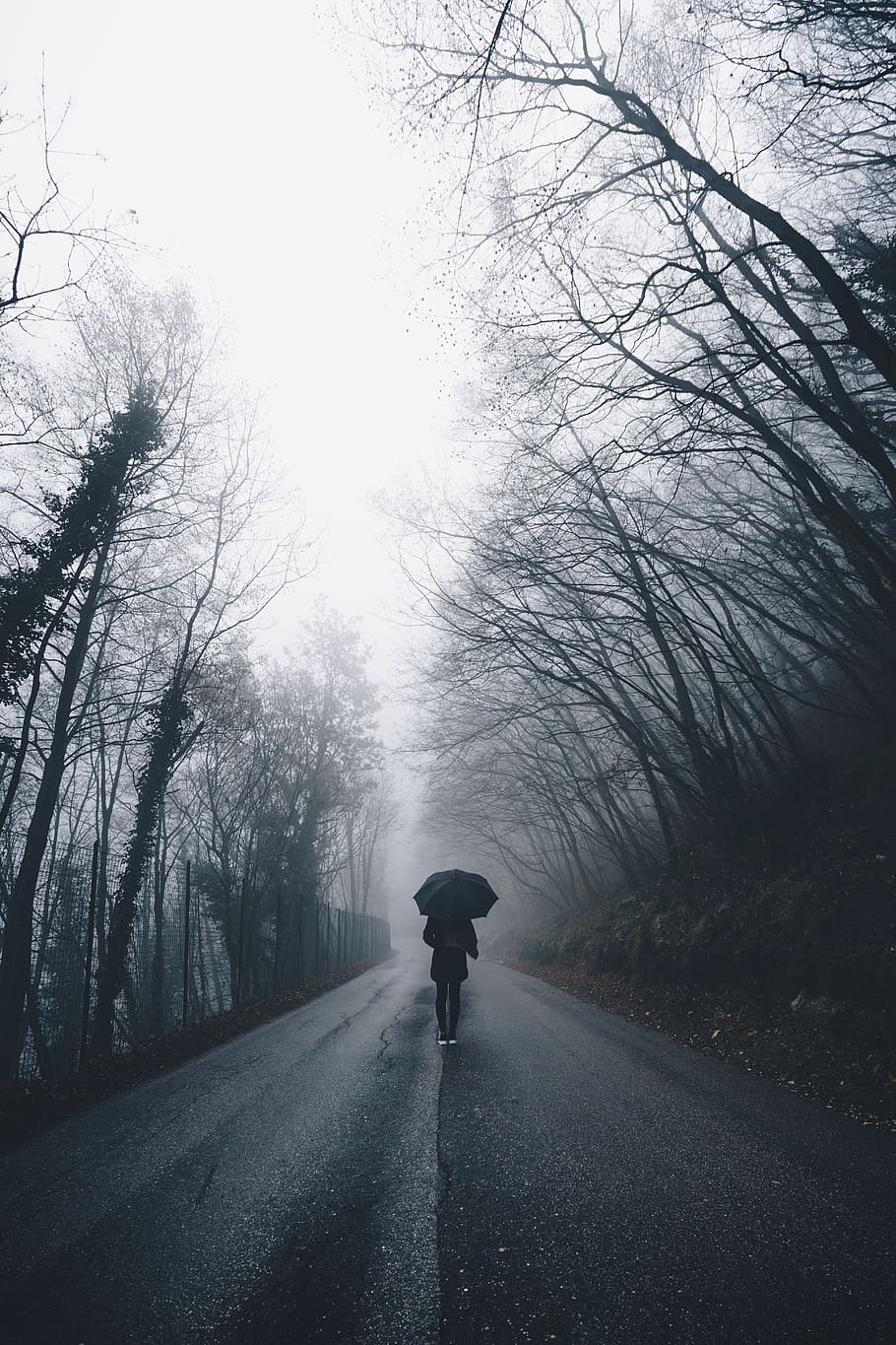 lonely walking in rain