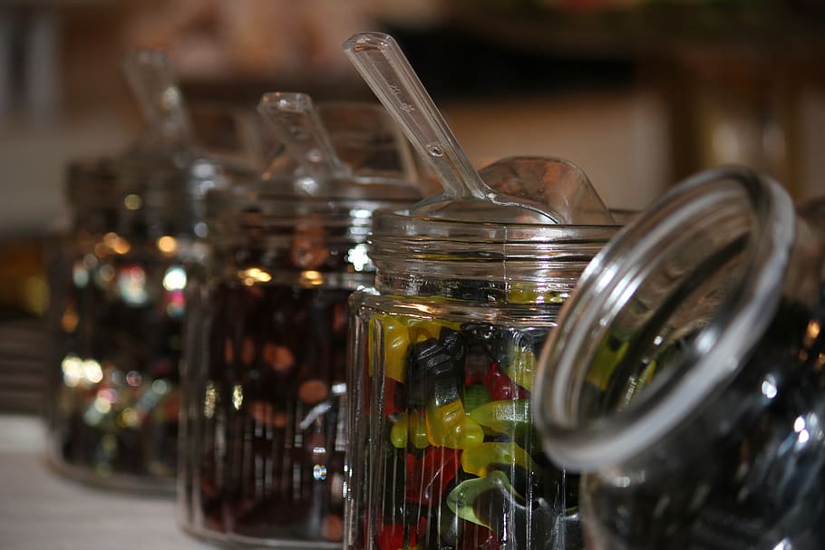 candy, that old-fashioned, gummi bears, food and drink, jar, food, container, indoors, glass - material, close-up