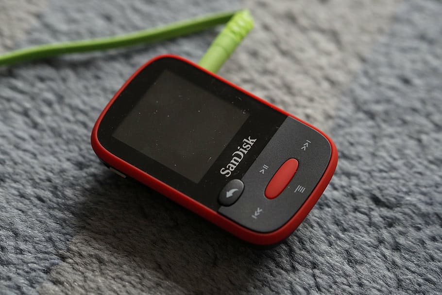 mp3 player, mp3, portable, technical device, audioplayer, device, mp3 players, music, songs, red