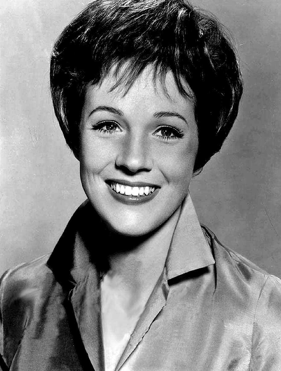 Julie Andrews, Actress, Motion Pictures, movies, vintage, celebrity, beautiful, hollywood, monochrome, black and white