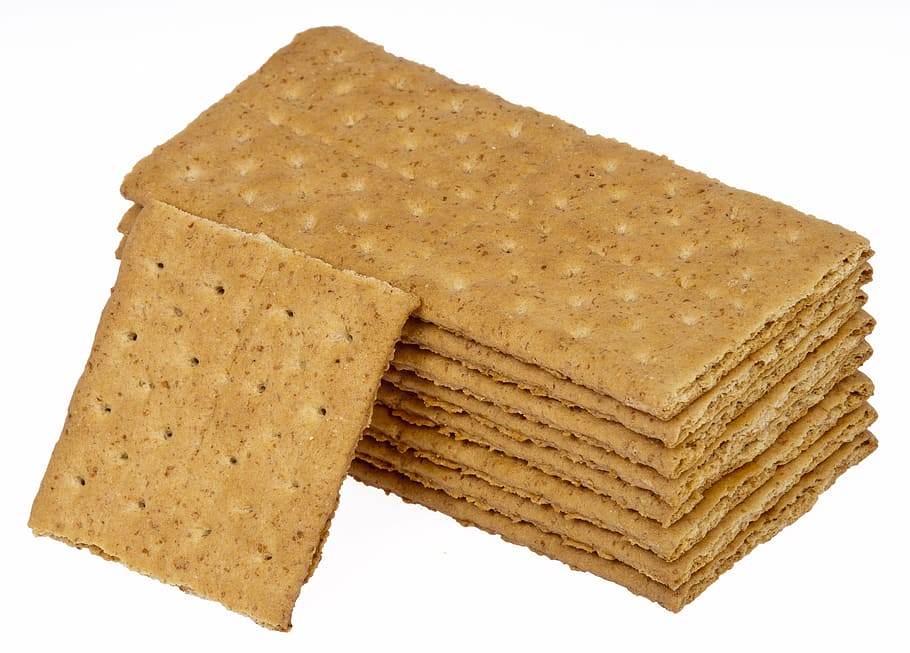 food, eat, diet, graham, cracker, stack, white background, cut out, single object, studio shot