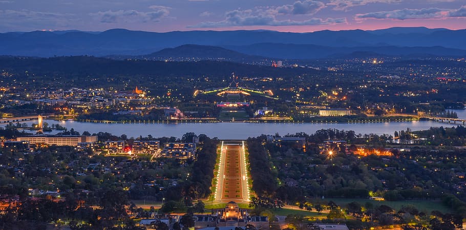 australia canberra, lake burley griffin, canberra, park, trees, water, outdoor, sky, nature, night