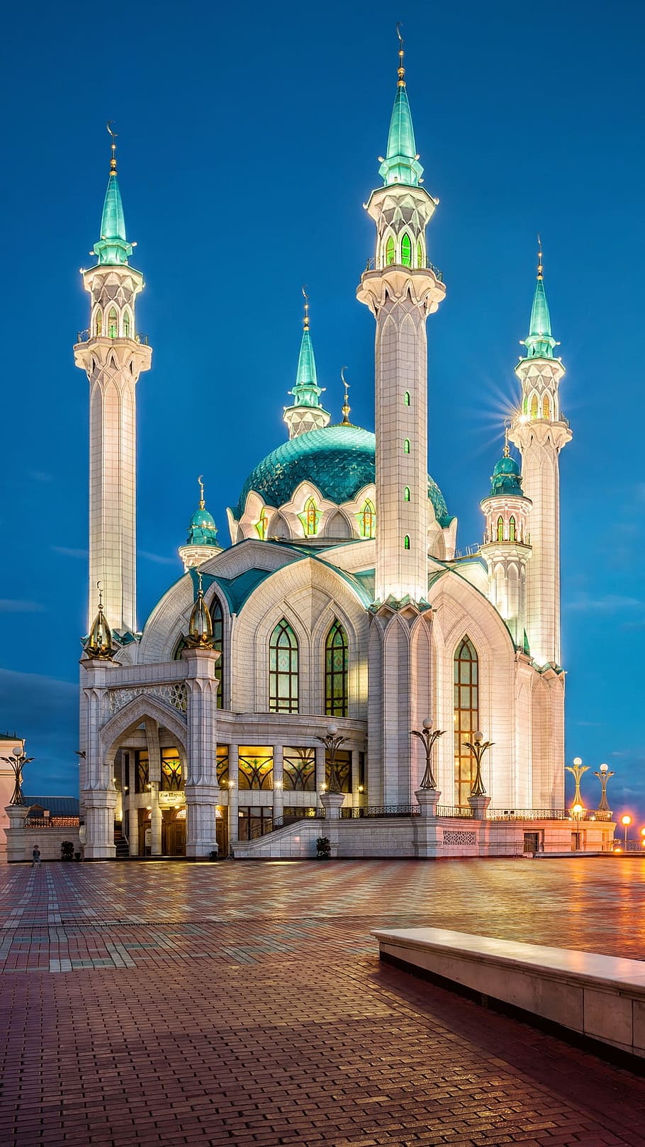 ロシア, カザン, クレムリン, モスク, 夜, 照明, 空, 建物の外観, 建築, 構築された構造
