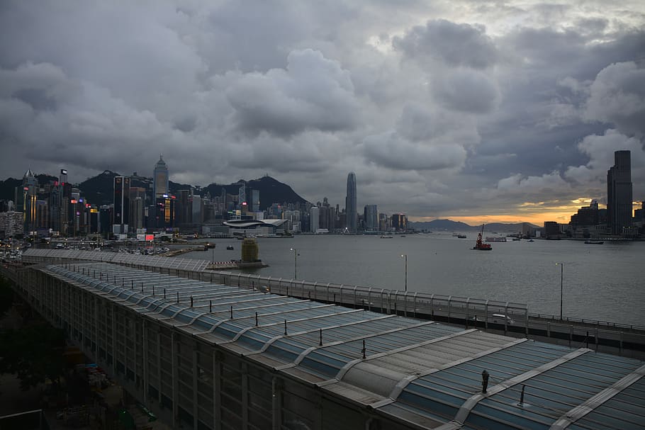 Hongkong, victoria, kota, Pemandangan kota, perjalanan, pelabuhan, kaki langit, bangunan, Asia, Perkotaan