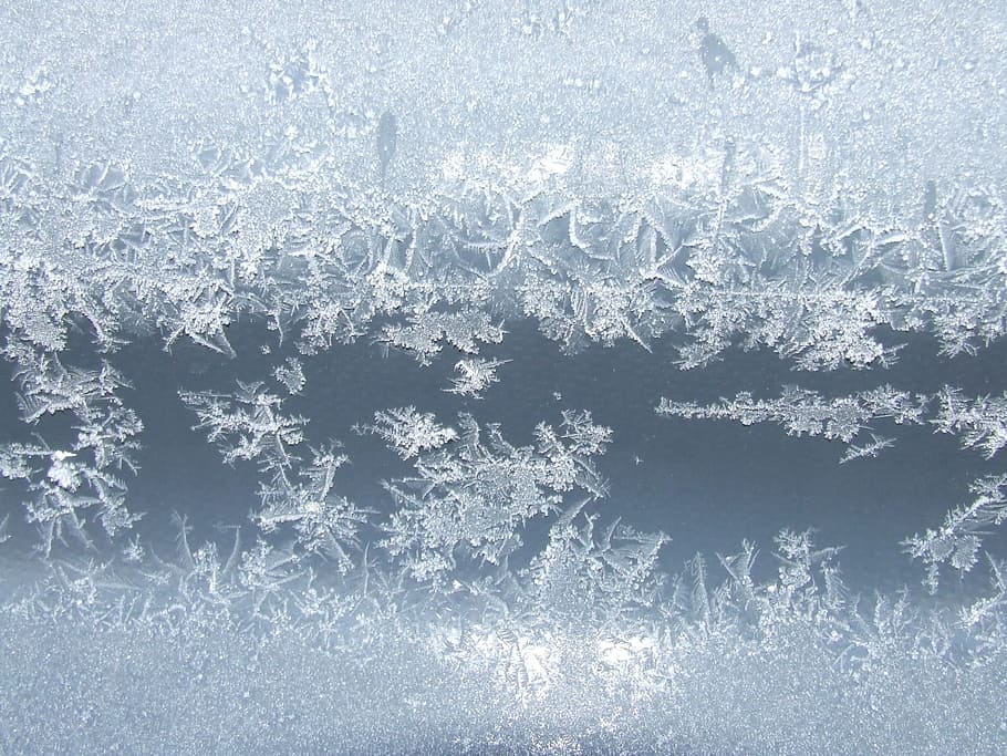 snow, frosted, glass close-up photo, ice, crystals, frost, window, icy, winter, glass