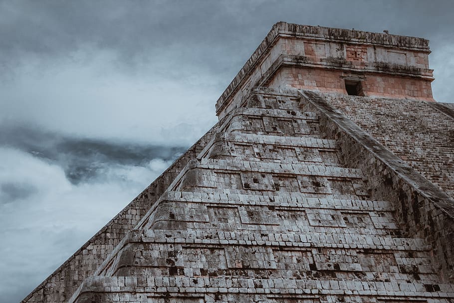 coba, mayan, reruntuhan, meksiko, piramida, langit, Arsitektur, struktur yang dibangun, awan - langit, tampilan sudut rendah