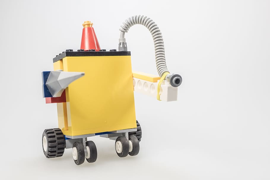 yellow, white, industrial, machine illustration, Lego, Wall-E, Figure, Cult, Computer, robot