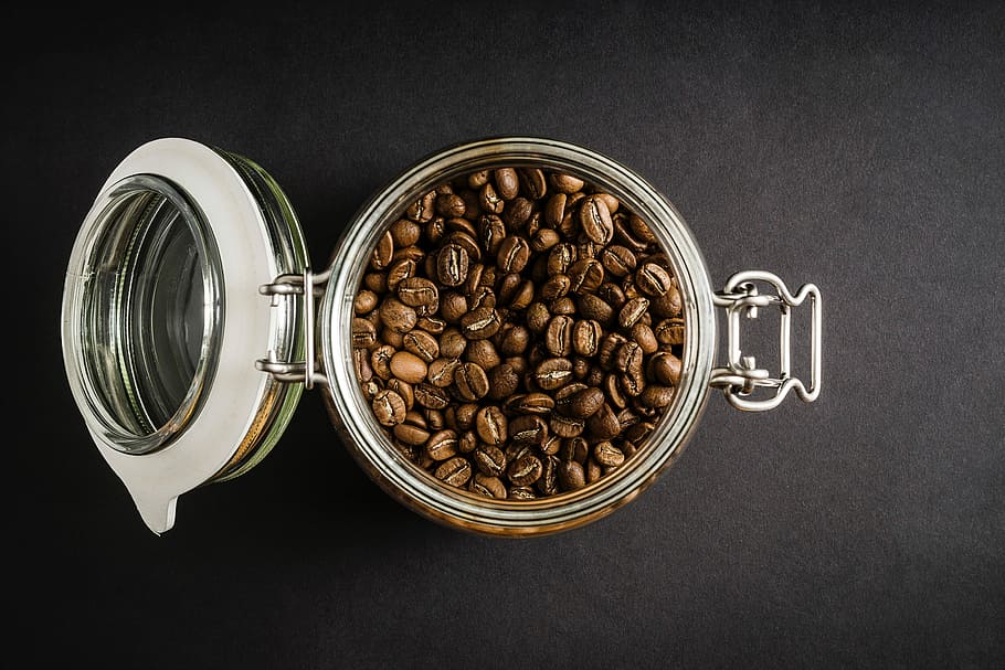 jar, Coffee beans, beans, brown, coffee, glass, minimal, minimalistic, simple, simplistic