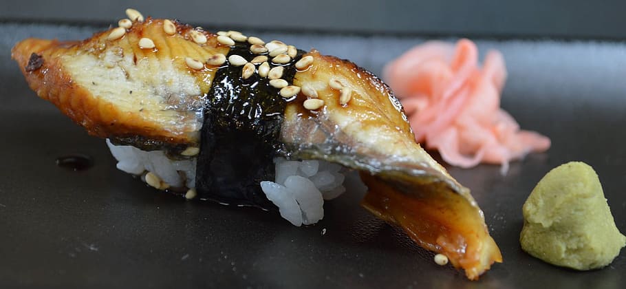 Sushi, Eel, Japanese Food, Rice, Wasabi, ginger, japanese cook, fish, food, japanese