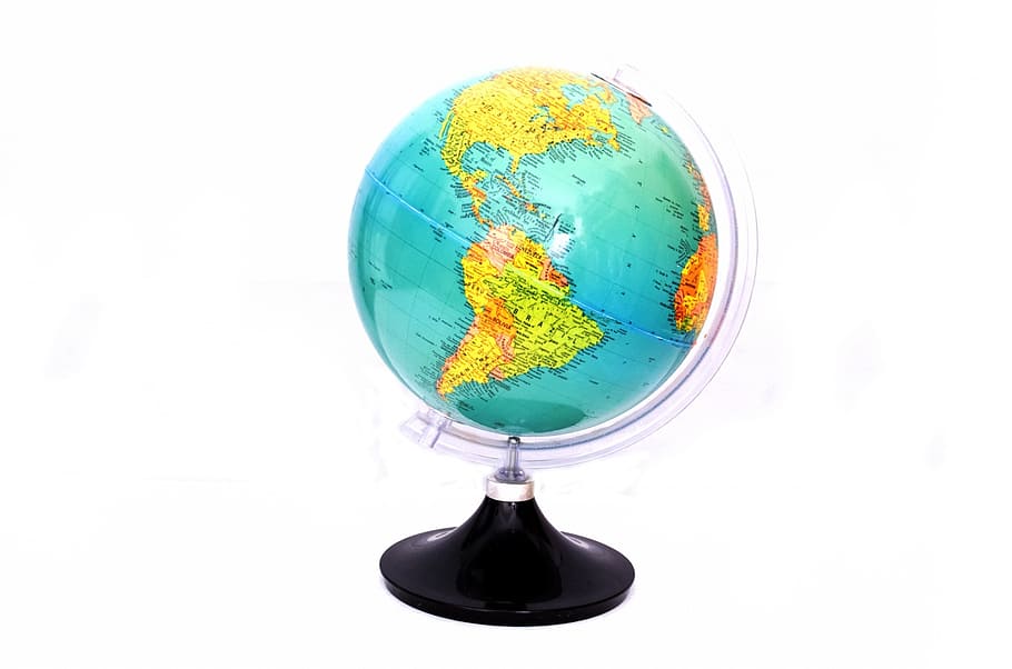 verde, negro, globo de escritorio, blanco, superficie, globo, mundo, atlas, mapa, escuela
