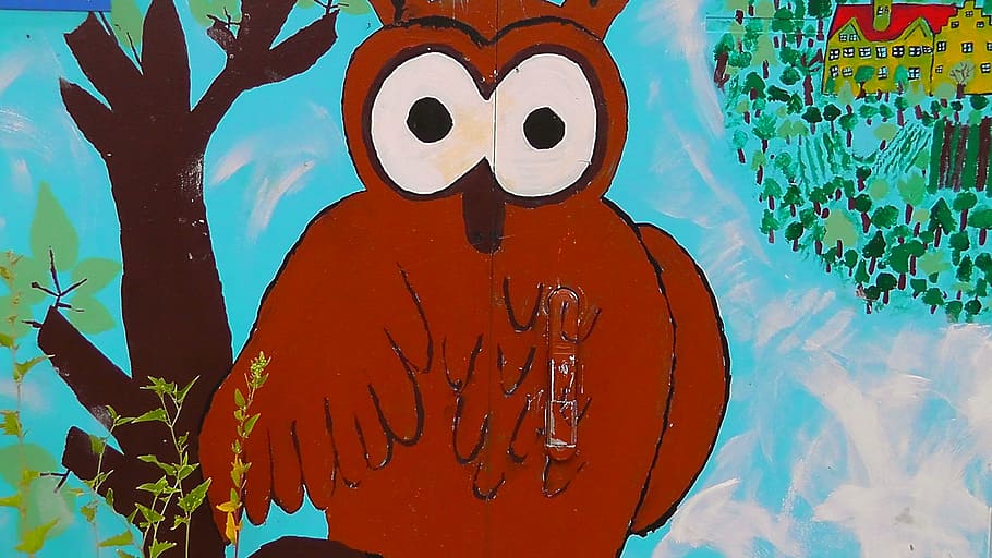 owl, jauz, eagle owl, art, drawing, painting, animal, cartoon, bird, painted