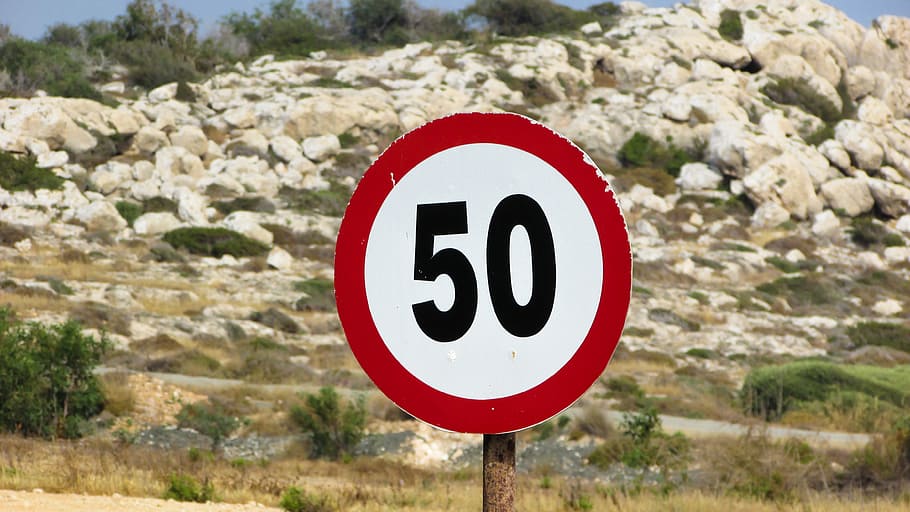 Speed Limit, Sign, Maximum, Slow, restriction, road sign, red, speed limit sign, nature, focus on foreground