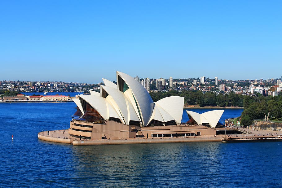 gedung opera, sydney, australia, pelabuhan, lanskap, perjalanan, ikon, kaki langit, objek wisata, jembatan pelabuhan sydney
