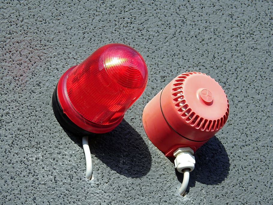 red, beacon light, gray, surface, alarm, rundumleuchte, warning light, siren, signaler, monitoring