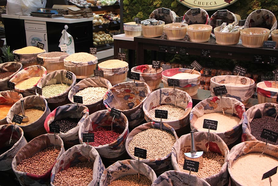 pasar, bumbu-bumbu, makanan, lada, memasak, organik, segar, bahan, warna, herba