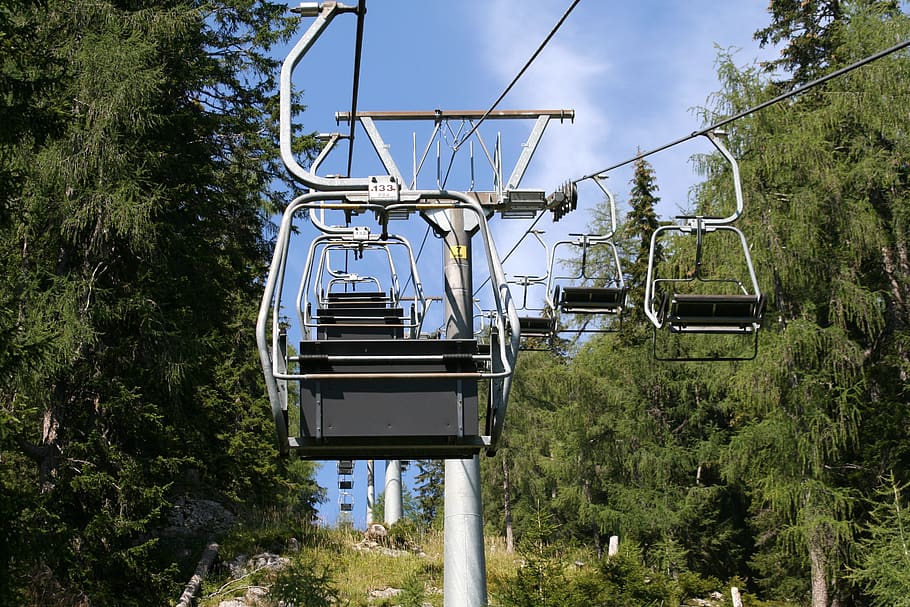 kursi gantung, lift, ski, alpine, sky, kereta gantung, olahraga, lift ski, lanskap, pohon