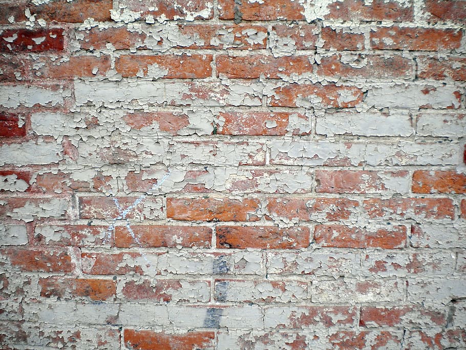 ミニマリスト, 写真, 灰色, 茶色, レンガの壁, レンガ, 壁, 塗料, 剥離, 古い