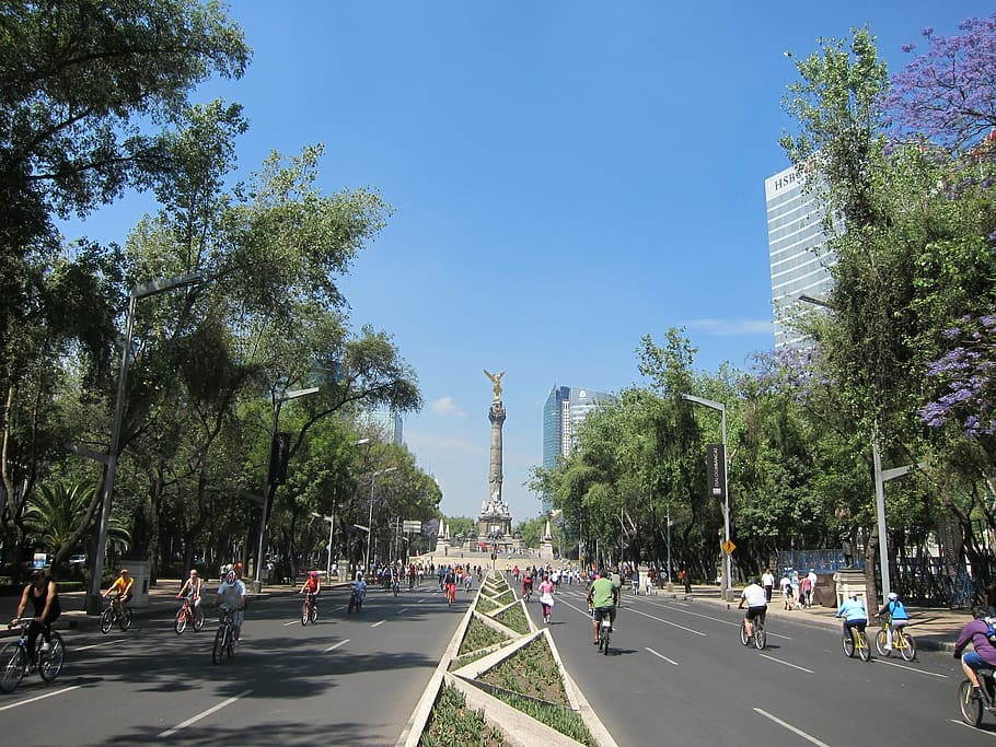 personas, equitación, bicicletas, negro, superior, carretera, durante el día, México, edificio, madera