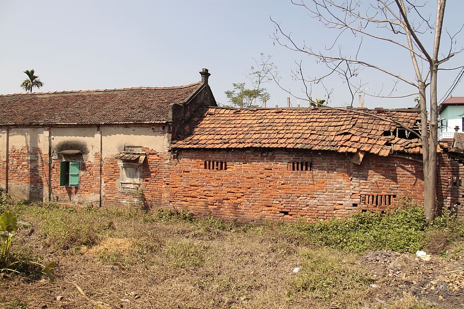 viet nam, barn, old, bricks, house, countryside, architecture, built structure, building exterior, building