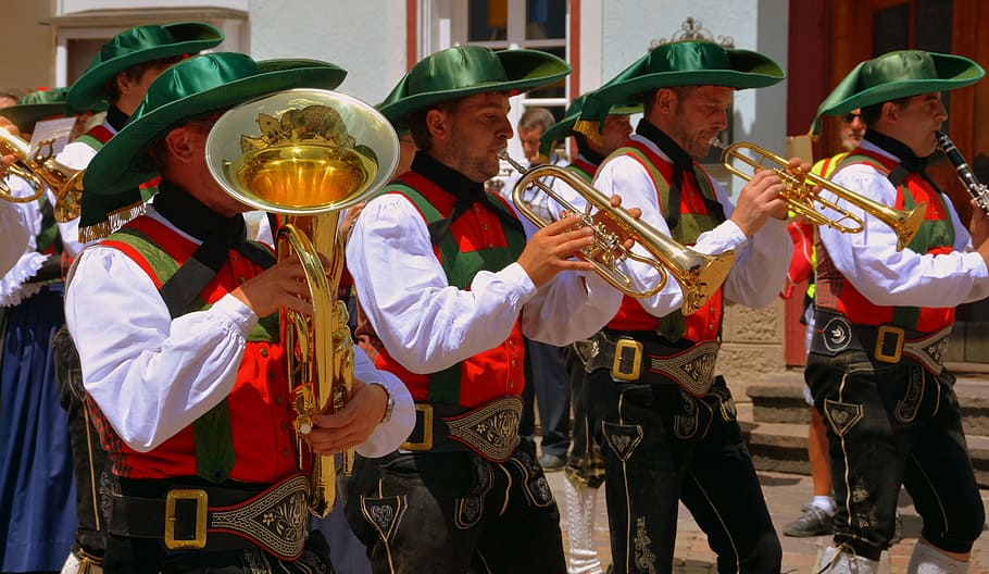 music, band, music band, south tyrol, trumpet, trombone, morals, tradition, tyrolean, musical instrument