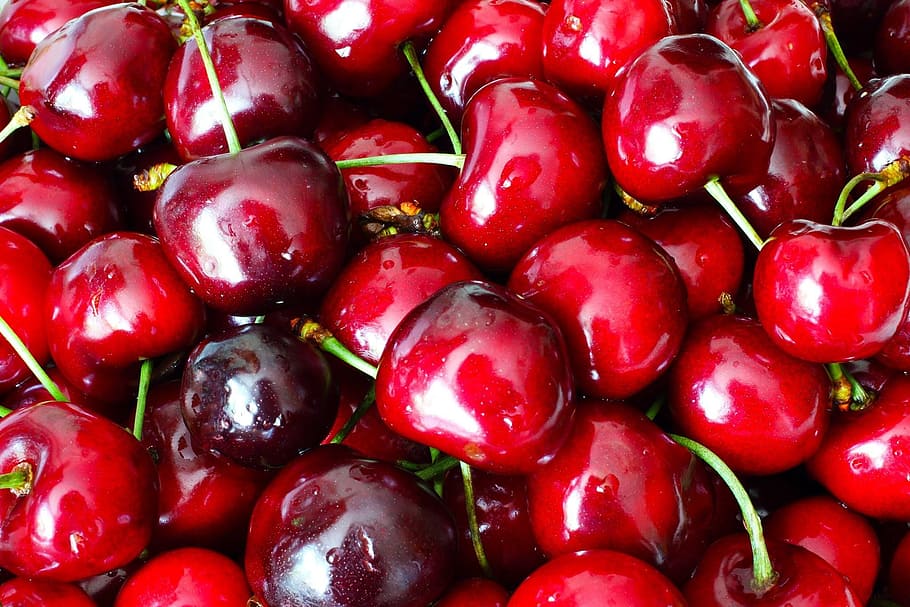 Cherry, Food, Red, Summer, Dessert, red, summer, berry, appetizing, tasty, sweet