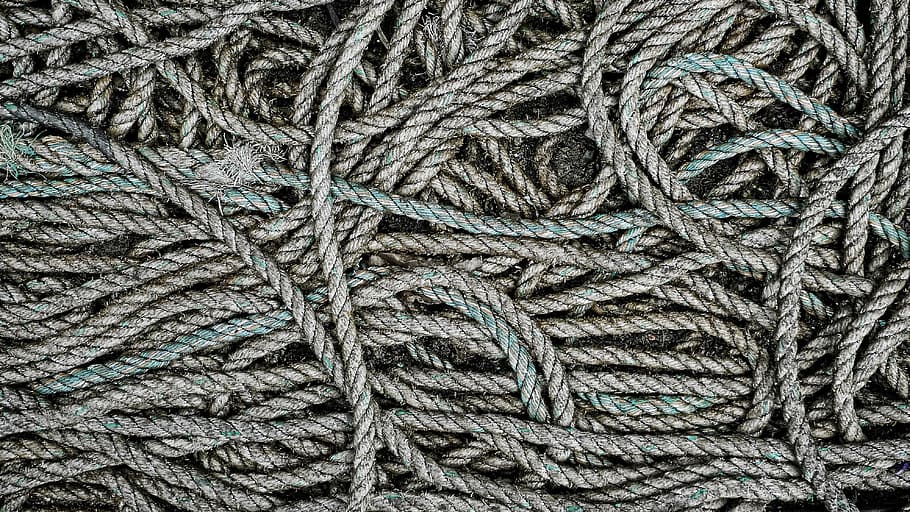 black ropes, rope, dirty, grimy, coil, coiled, cord, nautical, loop, looped