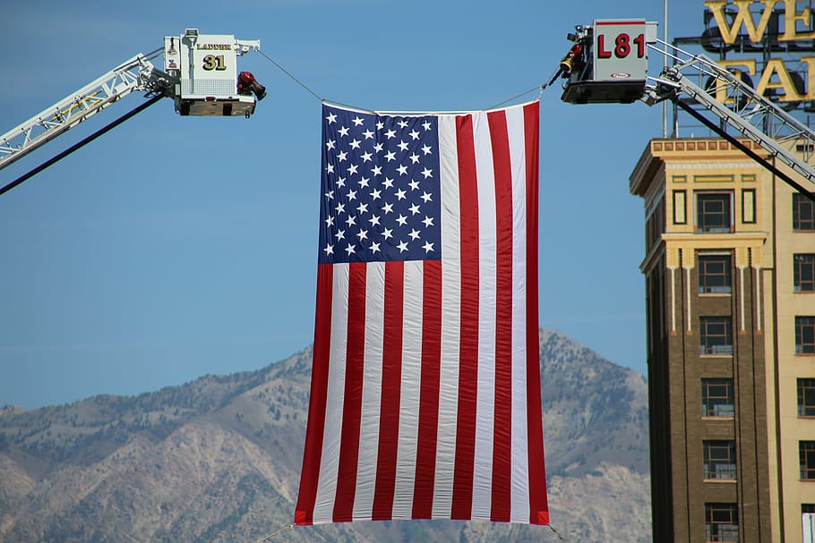 Bandera de EE. UU., elevador, transportistas, bandera, estadounidense, Estados Unidos, América, EE. UU., nacional, símbolo patriótico