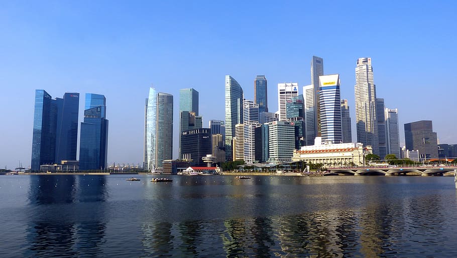 buildings, body, water, clear, sky, photography, cityscape, daytime, singapore, river