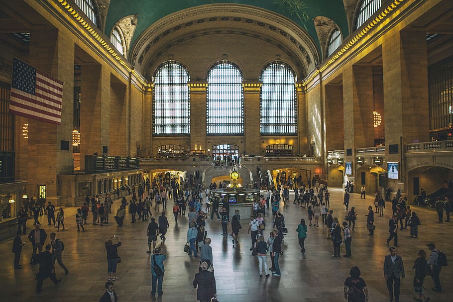 tiro, tomadas, grand, central, terminal, mais movimentado, estação de trem, Interior, Grand Central Terminal, Nova York
