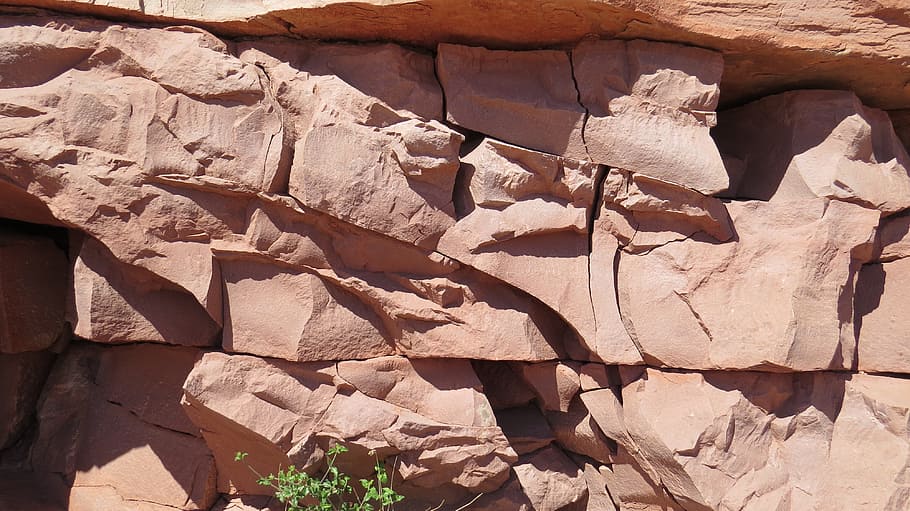 Split, Shadow, rock wall, red stone, desert, colorado, usa, grand canyon, nature, day