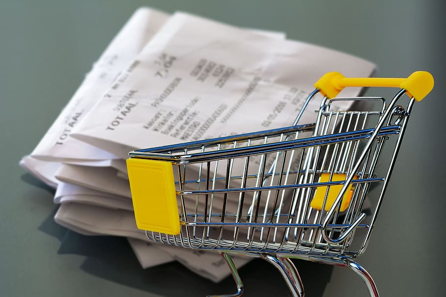 shopping cart, thermal, papers, shopping, receipt, business, retail, transport, supermarket, food
